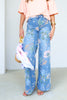 Haven Floral Print Indigo Wide Leg Jean