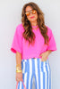 Izzy Hot Pink Cropped Short Sleeve Top