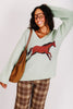 Horse Pistachio Long Sleeve Sweater