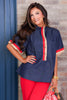Veronica Dark Denim Short Sleeve Top