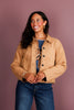Stone Market Camel Braided Trim Suede Jacket