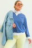 Ella Light Navy Striped Long Sleeve Top