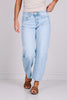 Hit The Scene High Rise Light Wash Barrel Jean