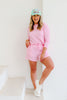 Charlie Ribbed Pink Long Sleeve Short Set