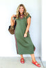 Aubrie Olive Short Sleeve Midi Dress