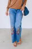 Johanna High Rise Medium Blue Embroidered Wide Leg Jean