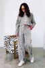 Field Of Grace Leopard Ash Taupe Off Shoulder Pullover Top & Pant Set
