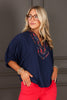 DOORBUSTER The Season Navy Short Sleeve Top