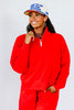 Alina Half Zip Ruby Long Sleeve Sweatshirt