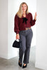 Cozy Velvet Ribbon Wine Cardigan Sweater