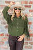 Through the Mountains Olive Fringe Long Sleeve Top
