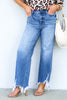Briar Denim Blue Asymmetrical Hem Straight Jean