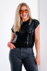 Cool Intentions Black Sequin Short Sleeve Top