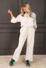 Elena Ecru Wide Leg Pants
