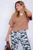 Marcie Camel Short Sleeve Sweater