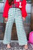 Marissa Hunter Green Houndstooth Wide Leg Pant