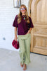 Hidden Moments Wine Short Sleeve Sweater