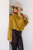Wonder Why Mustard Mock Neck Long Sleeve Balloon Top