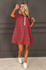 Time for the Play Red Plaid Short Sleeve Dress