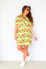 Spring Showers Aqua Swing Short Sleeve Shirt Dress