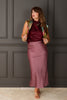 Reese Burgundy & Dusty Rose Striped Midi Skirt