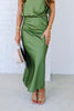 There For It Olive Dotted Midi Skirt