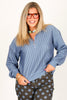 Casual Wear Green And Blue Quarter Zip Top
