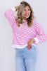 Lead The Way Candy Pink Striped Long Sleeve Pullover