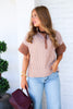Right Mind Brown Striped Short Sleeve Top