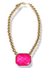 Sparkle In My Eye Fuchsia Stone & Ball Bead Necklace