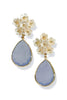 Well Done Blue Opal Cluster Flower Teardrop Earrings