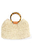 Frances Valentine Shaggy Raffia Tortoise Handle Tote