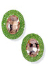 Blakely Pink and Green Pave Statement Earrings