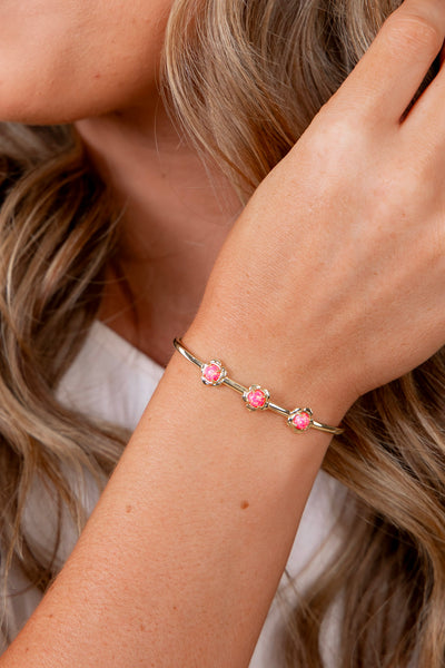 Susie Cuff Bracelet (S/M) - Gold Hot Pink Kyocera Opal | Kendra Scott