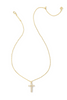 Gracie Cross Short Pendant Necklace - Gold White Crystal | Kendra Scott