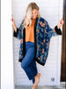 Luxe Velvet Garden Rose Burn Out Navy Kimono