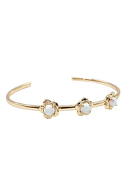 Susie Gold Cuff Bracelet - Bright White Kyocera Opal (S/M) | Kendra