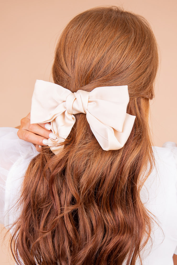 Large Hair Bows for Women,CEELGON 2PCS Big Bow Clips for Girls French  Barrette Bowknot with Long Tail for Women(Coffee,Beige)