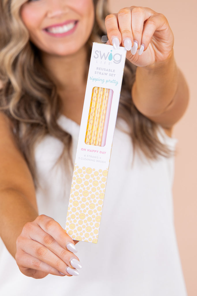 Swig Reusable Straw Set - Oh Happy Day + Pink
